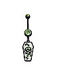 Green CZ Coffin Dangle Belly Ring - 14 Gauge